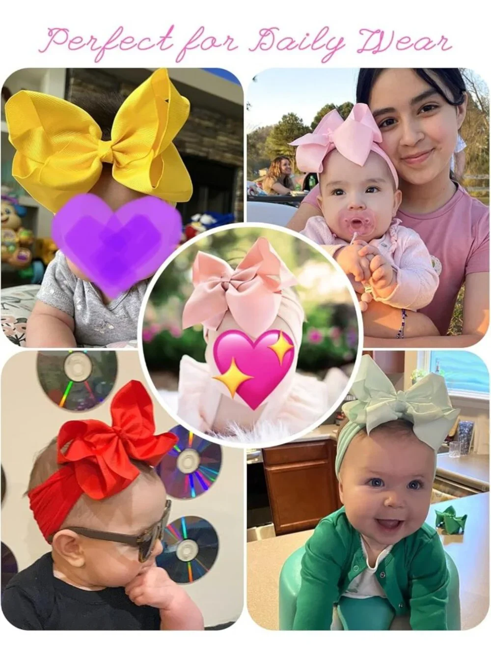 20pcs Baby Girls' Bow Headbands - Soft Nylon Hair Accessories for Infants